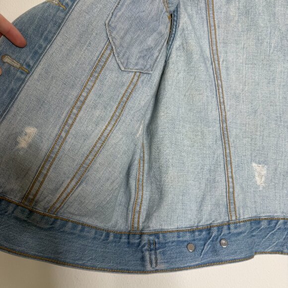 LEVI’S | Distressed Denim Vest with Evil Eye Pattern - M - Picture 5 of 13